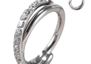 Clicker cz doble liso sobrepuesto