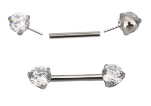 Barbell nipple cz shine push in