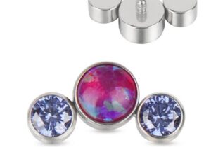 Cluster 2 blue zircon & 1 opal purple
